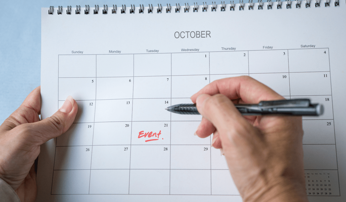 Calendario con un evento evidenziato, simbolo della pianificazione degli eventi HR nel 2026.